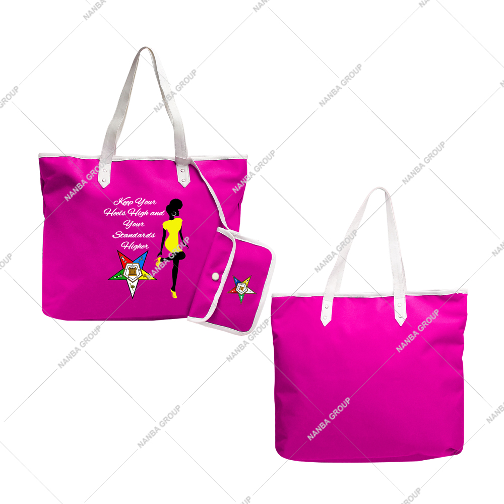 Photo-07 For Star Emblem of Order Eastern Star (OES) (Keep Your Heels High Your Standards Higher) Waterproof Zipper Closure OES Tote Bag