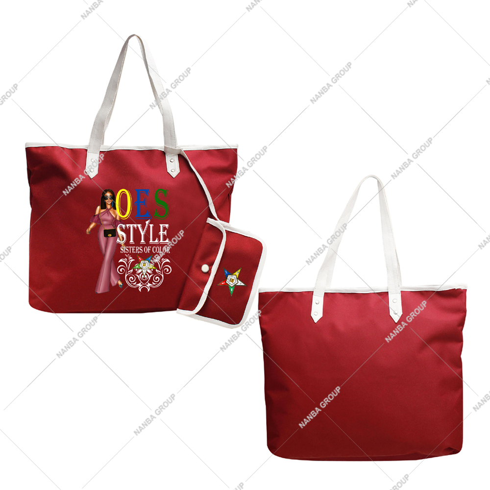 Photo-07 Maroon Tote Bag OES Style Sisters of Color Order of the Eastern Star Emblem