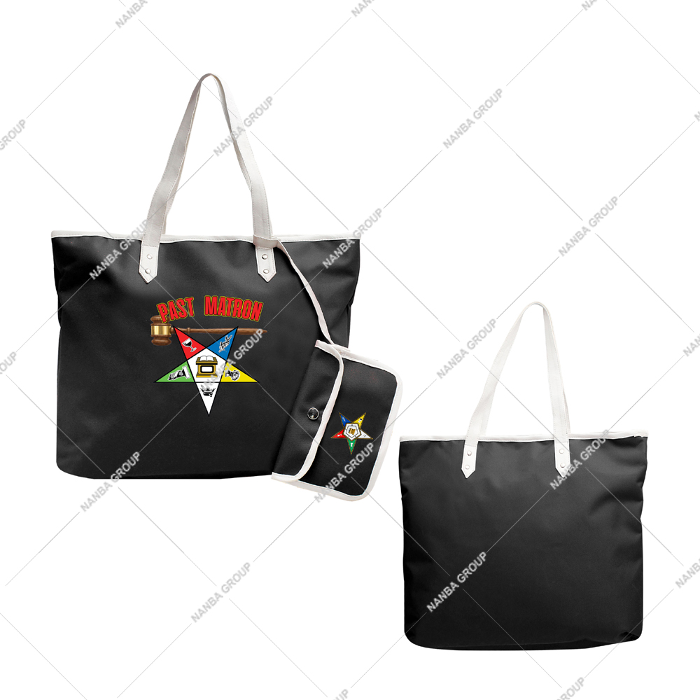 Photp-07 Black Eastern Star (OES) Past Matron Tote Bag | Custom Made Eastern Star Maroon Waterproof Tote Bag