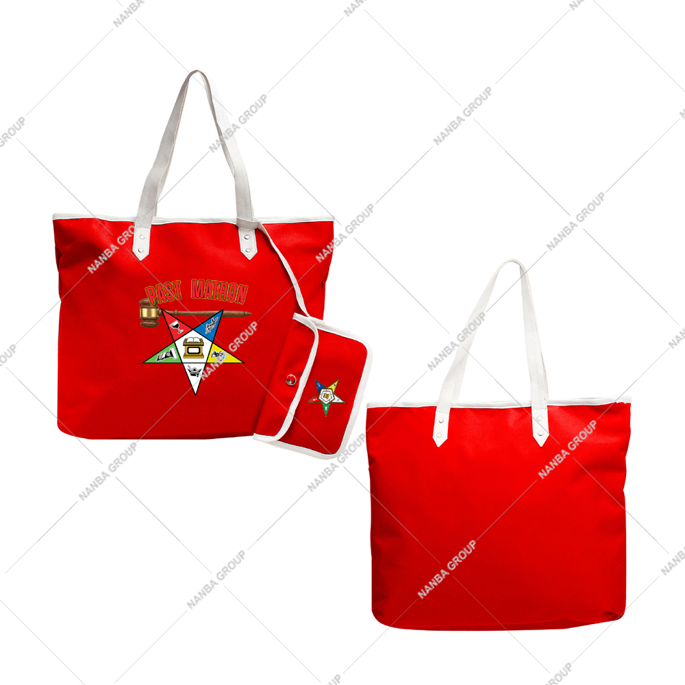 Photp-07 Red Eastern Star (OES) Past Matron Tote Bag | Custom Made Eastern Star Maroon Waterproof Tote Bag