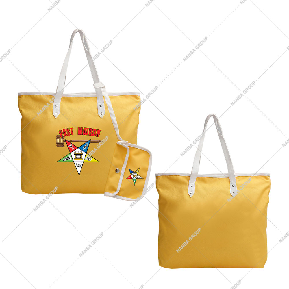 Photp-07 Yellow Eastern Star (OES) Past Matron Tote Bag | Custom Made Eastern Star Maroon Waterproof Tote Bag