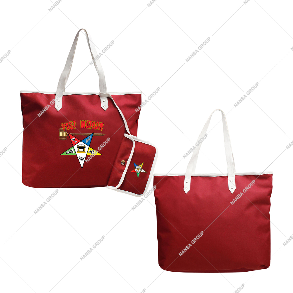 Photp-07 Maroon Order of the Eastern Star (OES) Past Matron Tote Bag | Custom Made Waterproof Zipper Closure Eastern Star Tote Bag