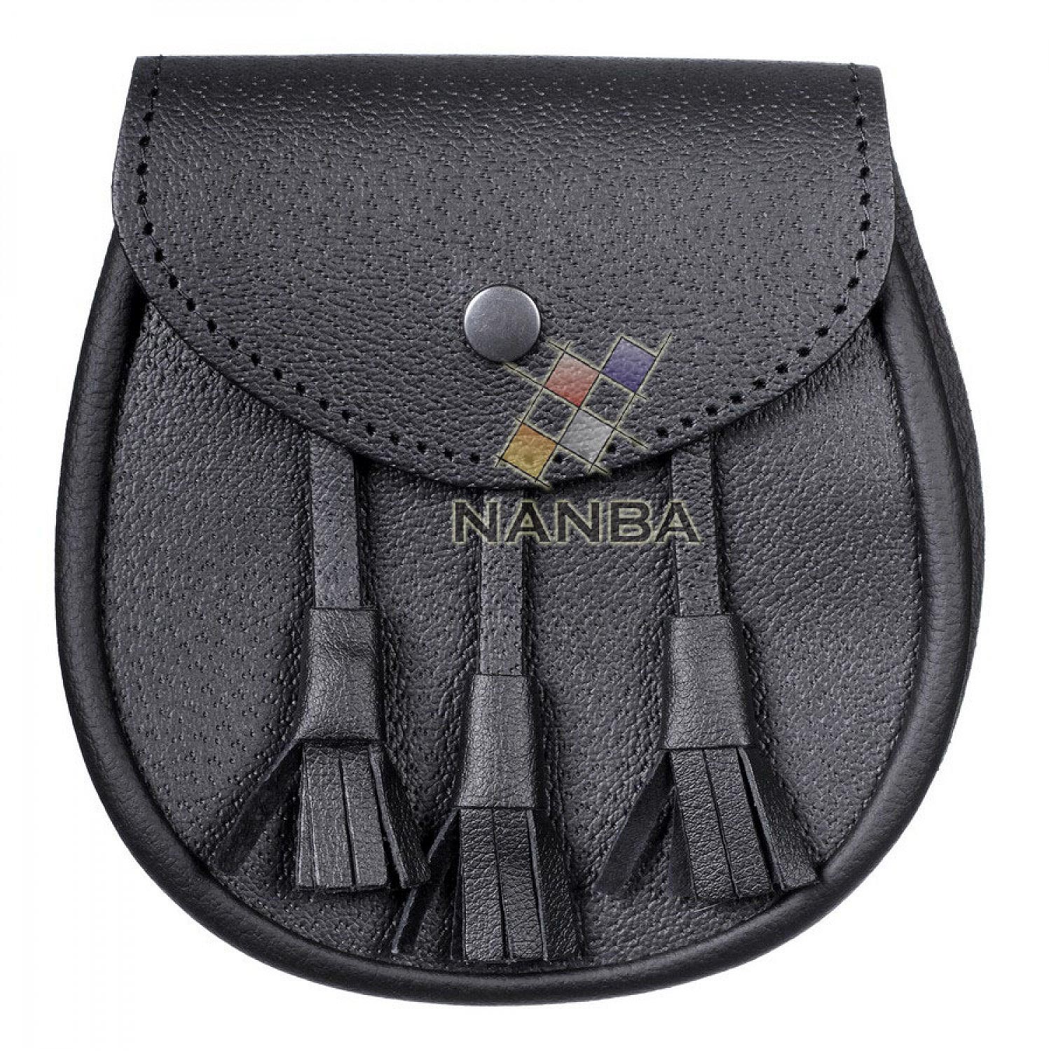Black Leather Day Sporran - Scottish Made Black Leather Day Sporran - Scottish Made