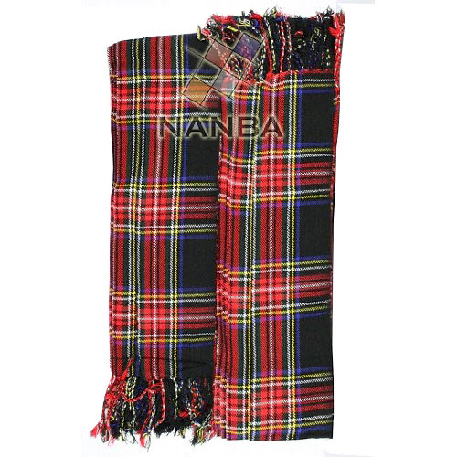 Black Stewart Tartan Piper Plaid Pleated Black Stewart Tartan Piper Plaid Pleated