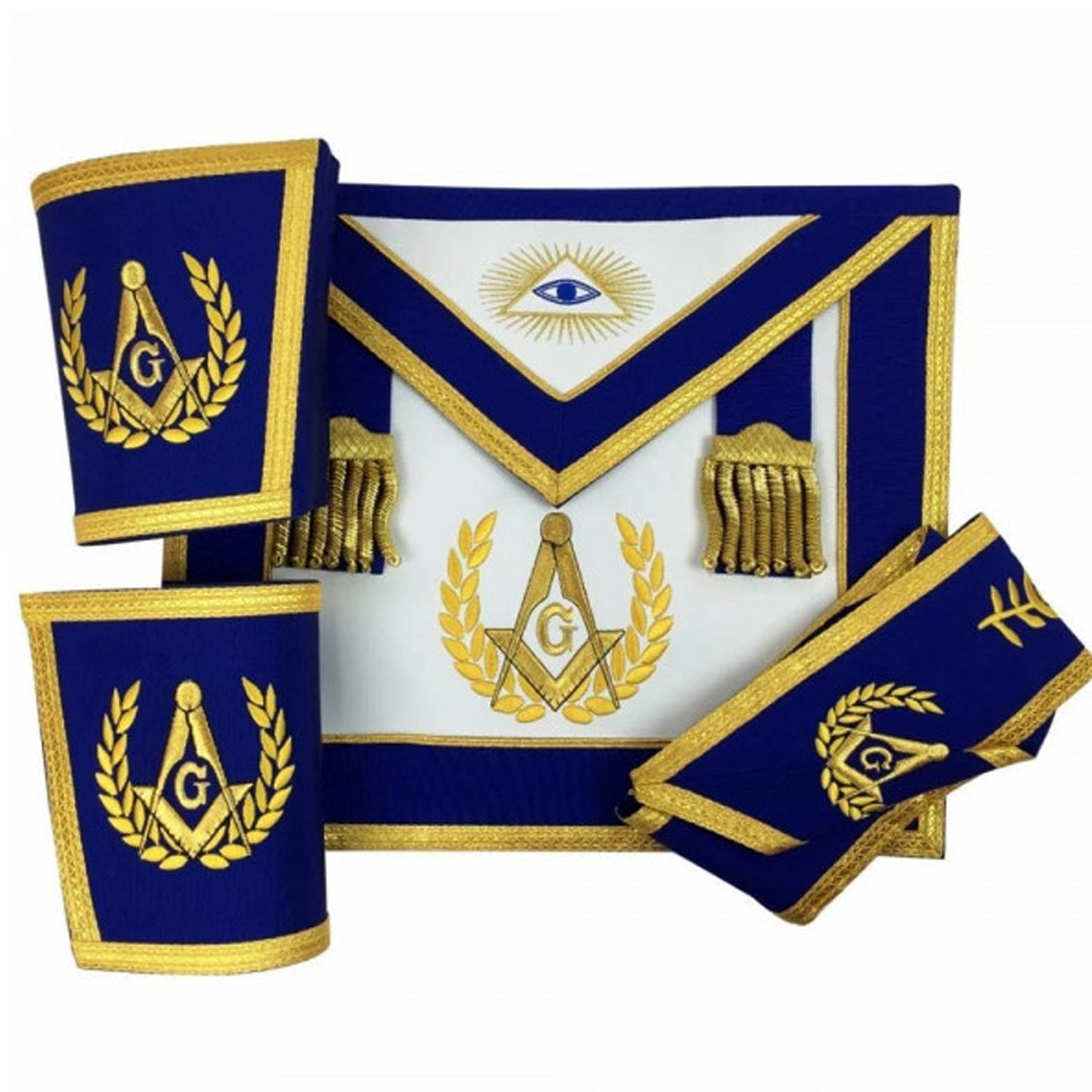 Blue Lodge Master Mason Apron Set Apron,Collar gauntlets (Cuffs) Gold Blue Lodge Master Mason Apron Set Apron,Collar gauntlets (Cuffs) Gold