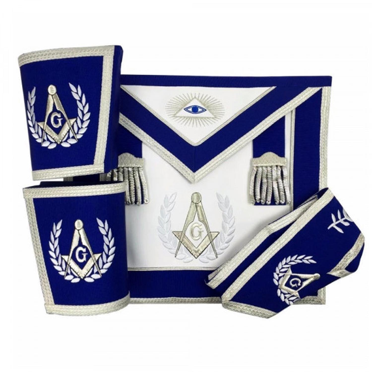 Blue Lodge Master Mason Apron Set Apron, Collar gauntlets (Cuffs) Blue Lodge Master Mason Apron Set Apron, Collar gauntlets (Cuffs)