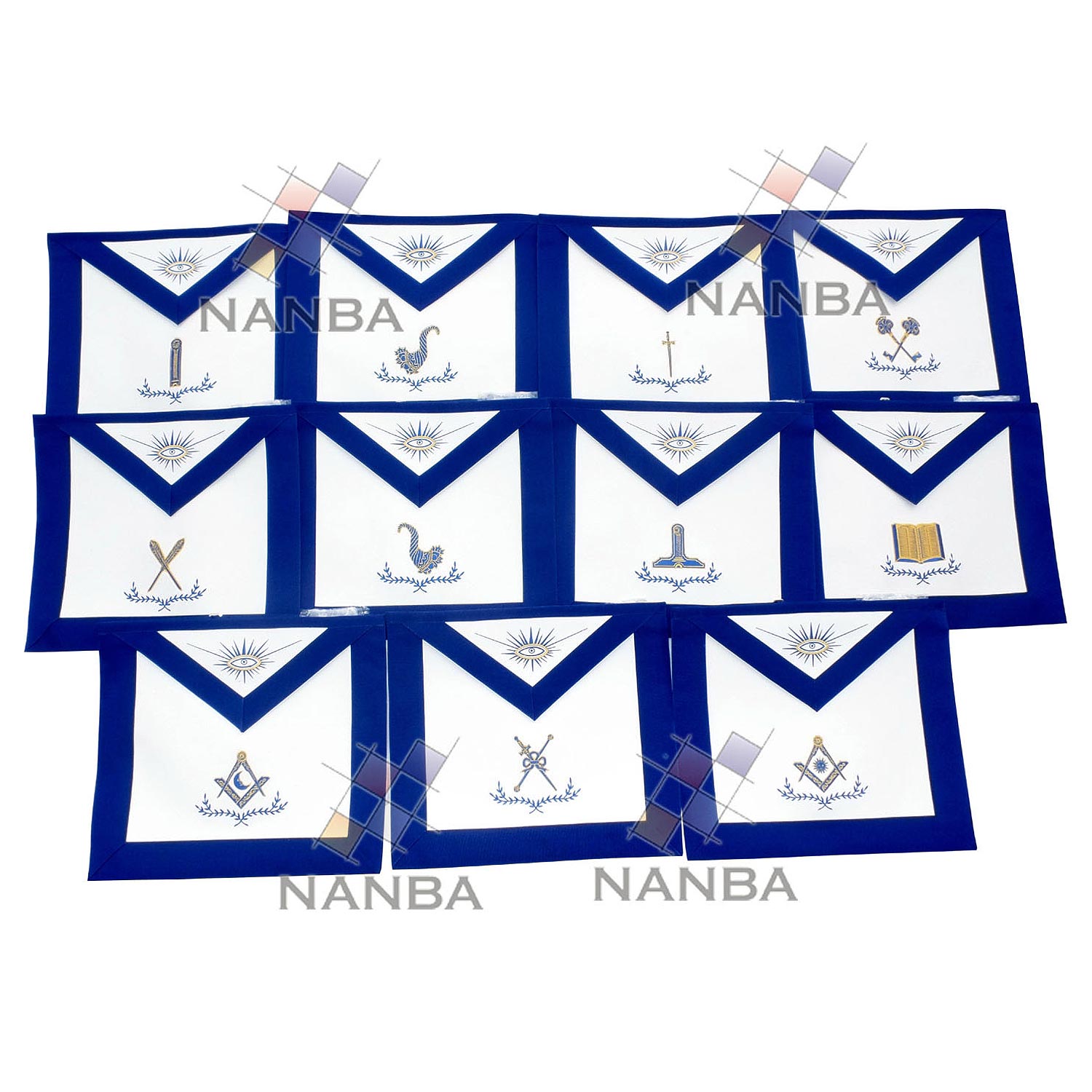 Blue lodge Regalia Aprons Set - 11 aprons Blue lodge Regalia Aprons Set - 11 aprons
