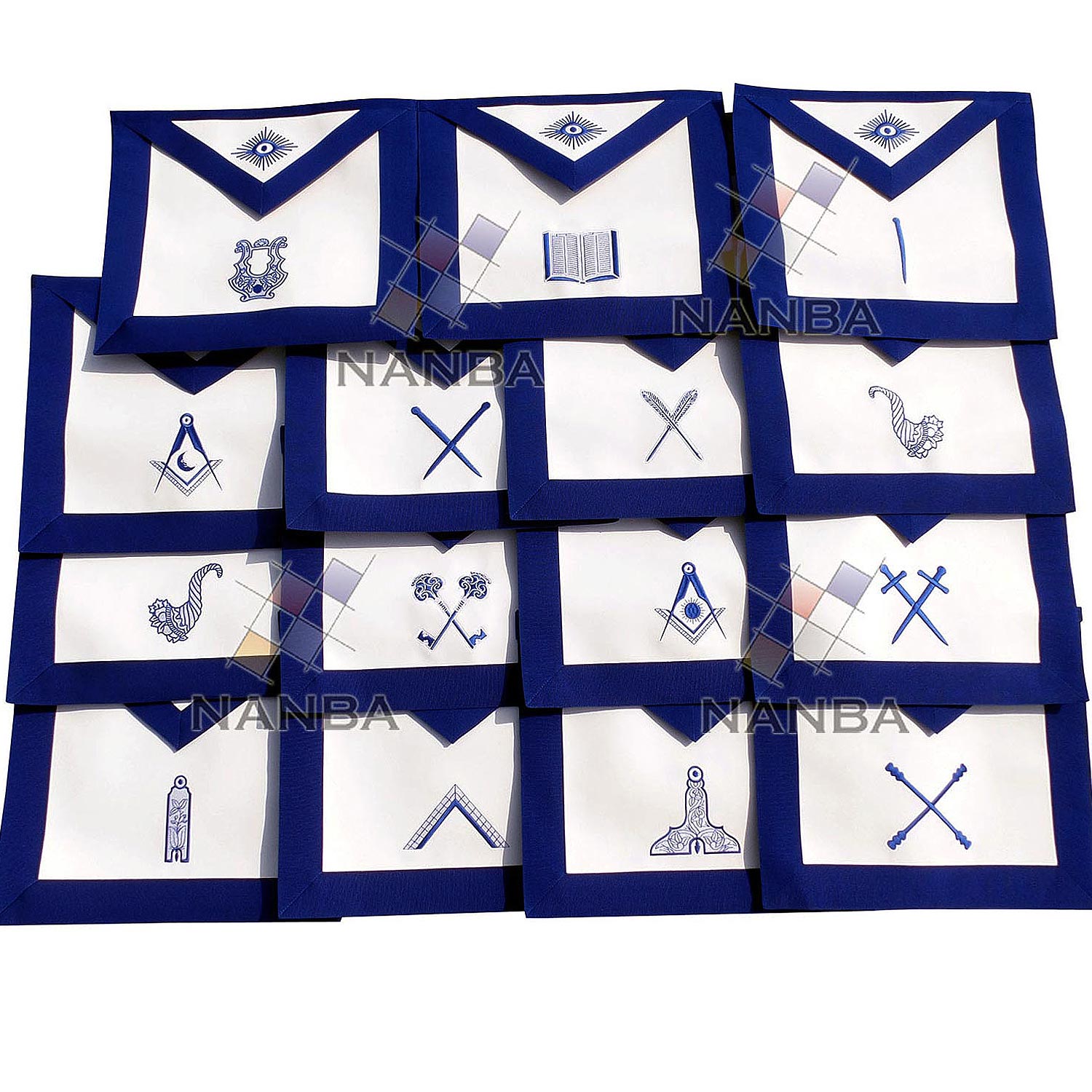 Blue lodge Regalia Aprons Set - 15 aprons Blue lodge Regalia Aprons Set - 15 aprons