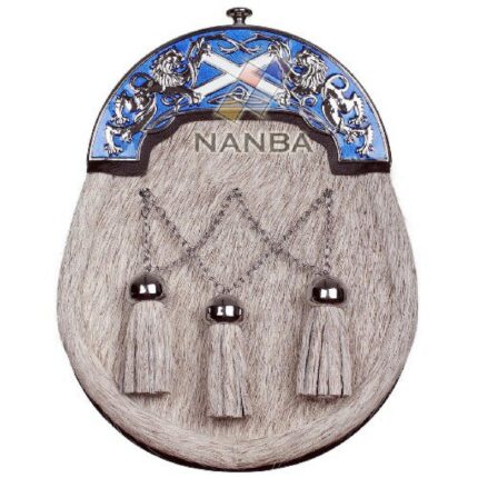 Full Dress Blue Enamel Saltire Design Grey Bovine Sporran
