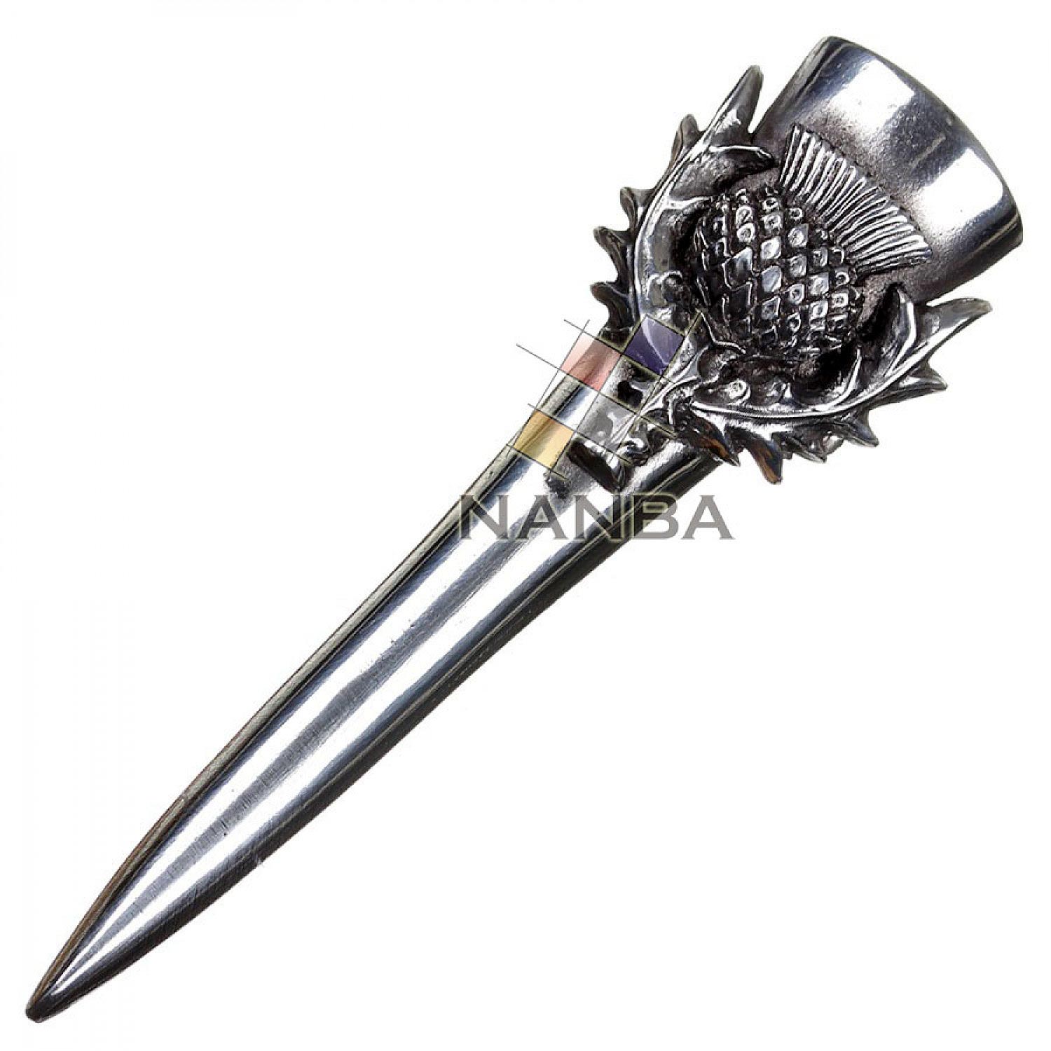Large Thistle And Sword Pewter Kilt Pin Large Thistle And Sword Pewter Kilt Pin