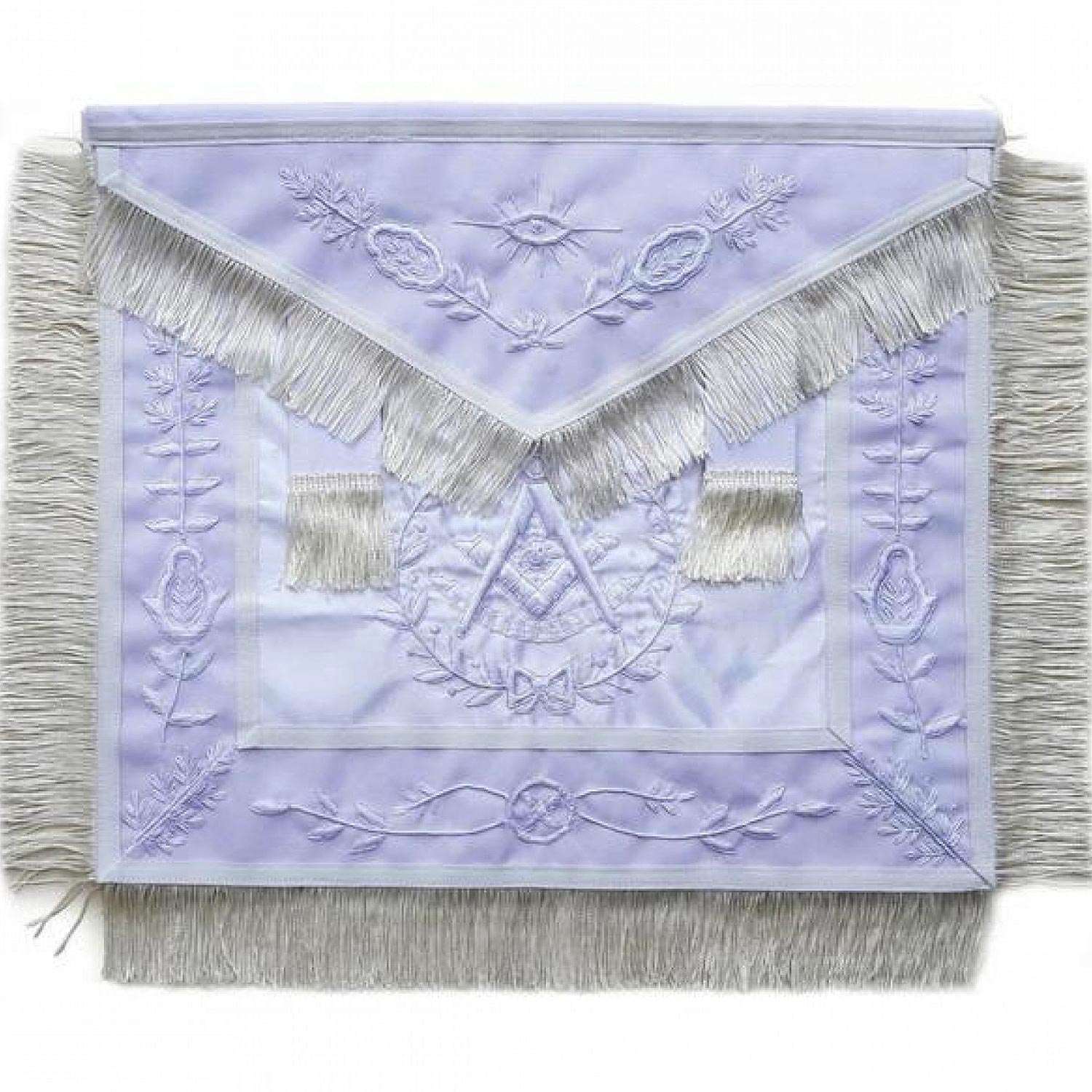 Masonic All White Past Master Apron With Wreath Masonic All White Past Master Apron With Wreath