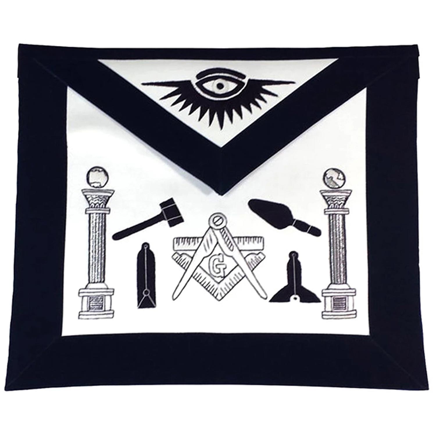 Masonic Apron - Hand Embroided Tools Navy Blue Apron Masonic Apron - Hand Embroided Tools Navy Blue Apron