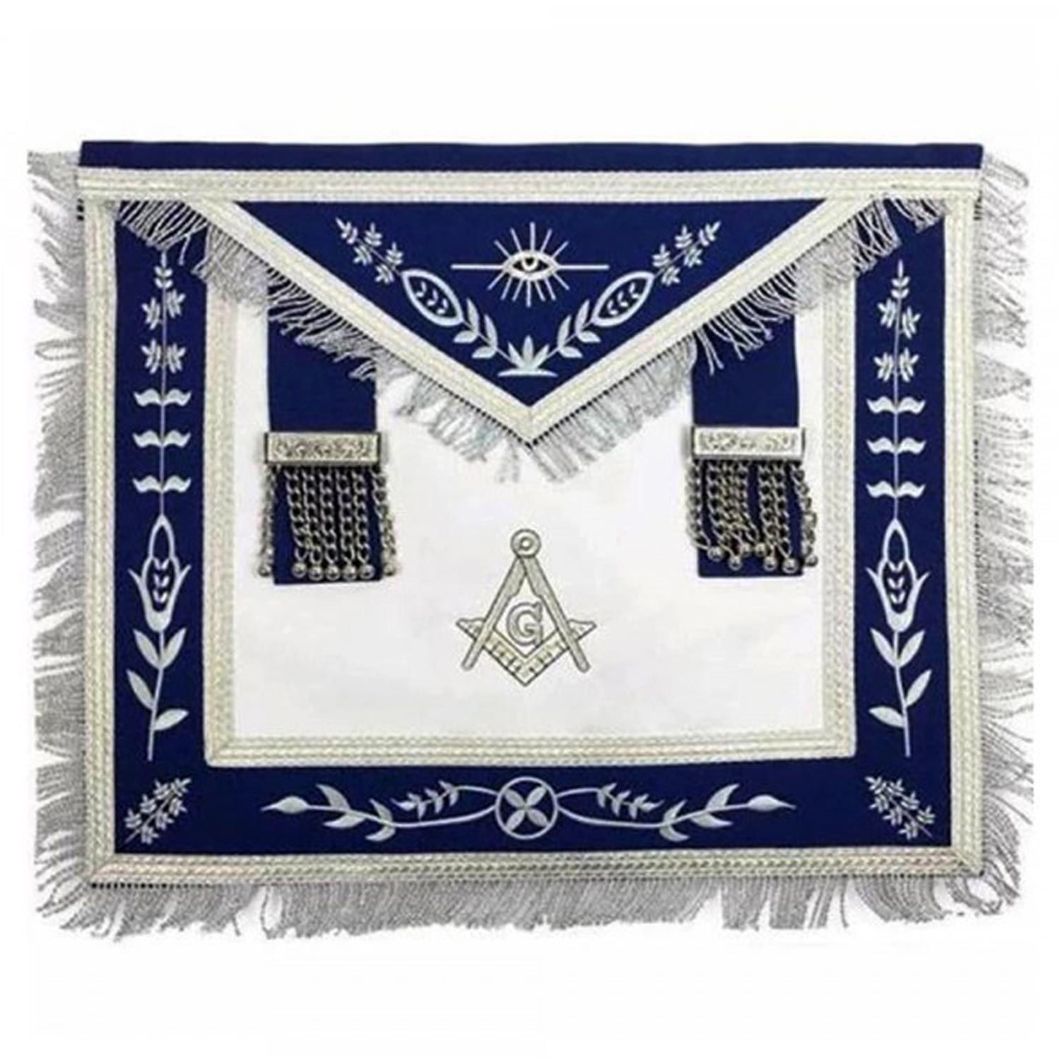 Masonic Blue Lodge G Master Mason Silver Machine Embroidery Freemasons Apron Masonic Blue Lodge G Master Mason Silver Machine Embroidery Freemasons Apron