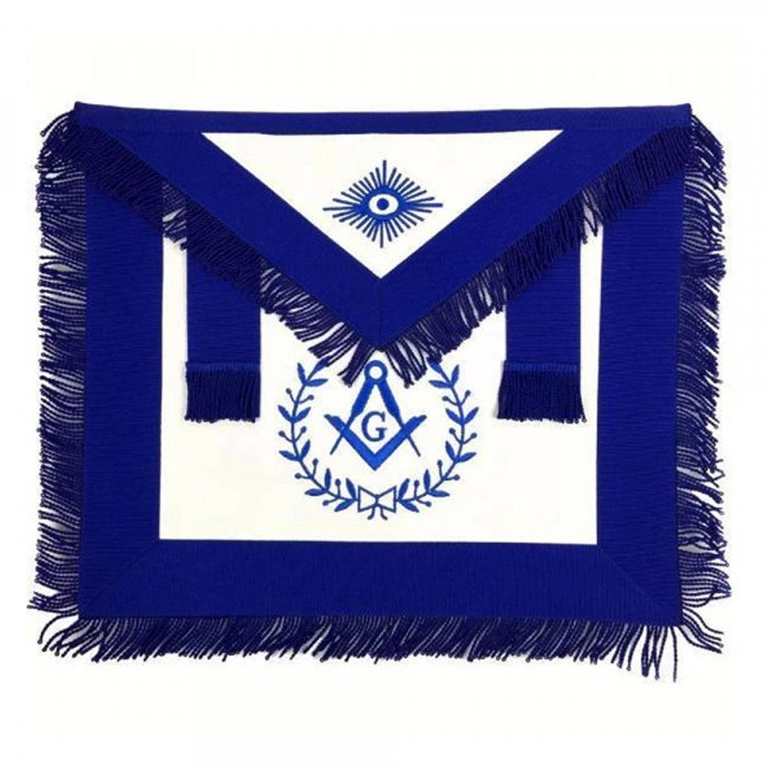Masonic Blue Lodge Master Mason Apron Machine Embroidery with Fringe Blue Masonic Blue Lodge Master Mason Apron Machine Embroidery with Fringe Blue