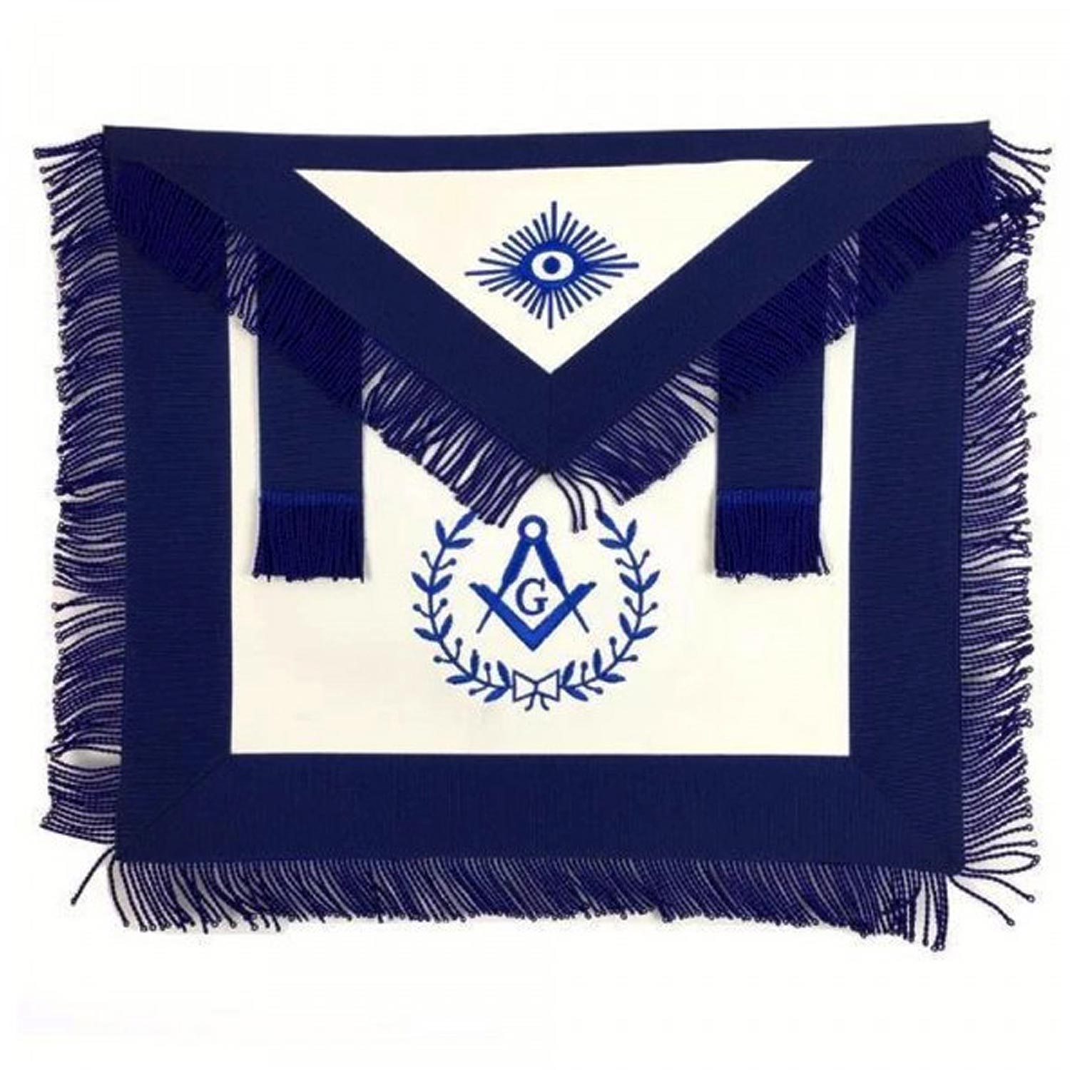 Masonic Blue Lodge Master Mason Apron Machine Embroidery with Fringe Navy Masonic Blue Lodge Master Mason Apron Machine Embroidery with Fringe Navy