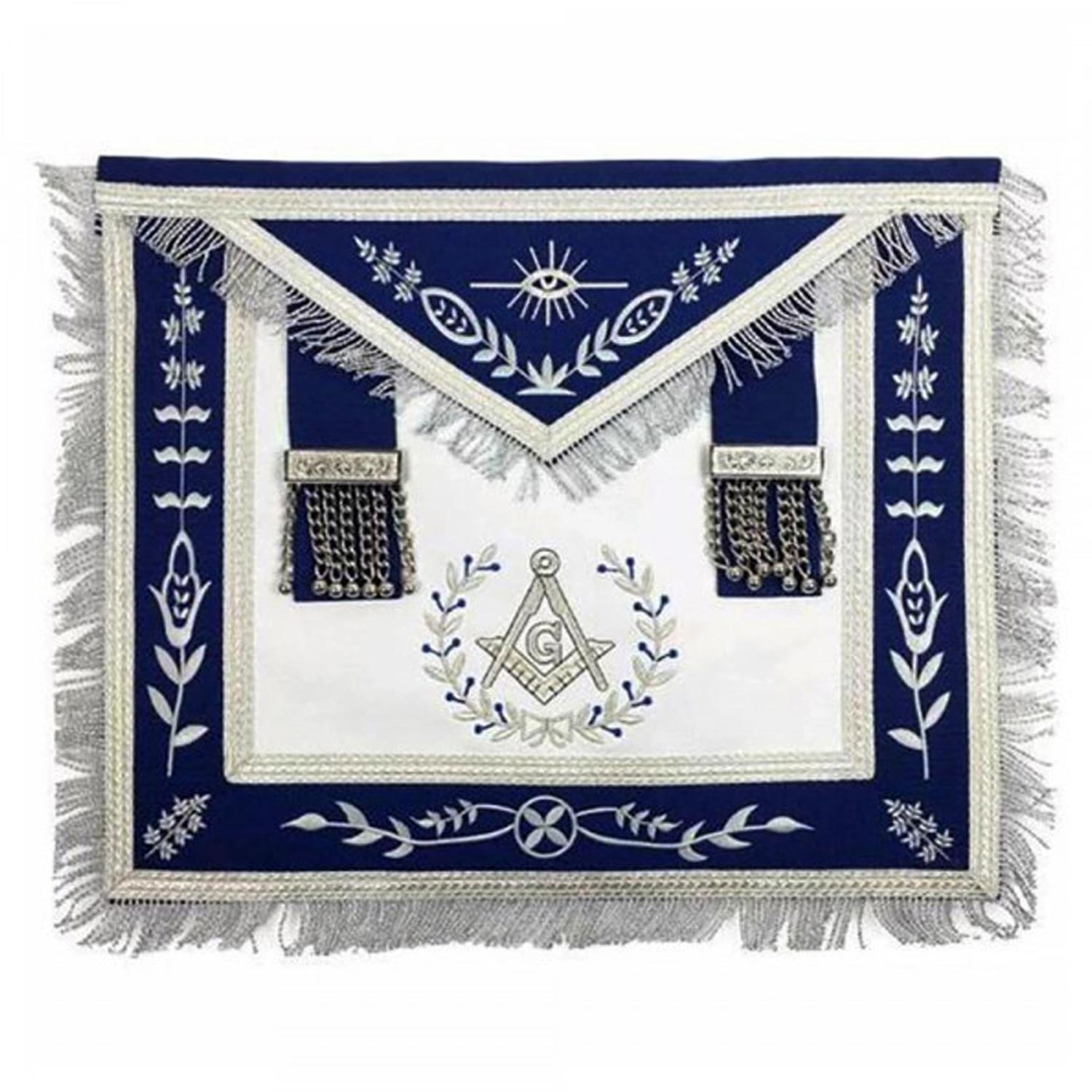 Masonic Blue Lodge Master Mason Silver Machine Embroidery Freemasons Apron Masonic Blue Lodge Master Mason Silver Machine Embroidery Freemasons Apron