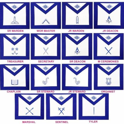 Masonic Blue Lodge Officers Aprons- Set of 15 Aprons