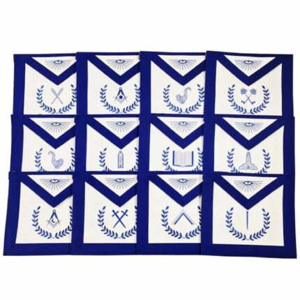 Masonic Blue Lodge Officers Machine Embroidered Apron - Set of 12