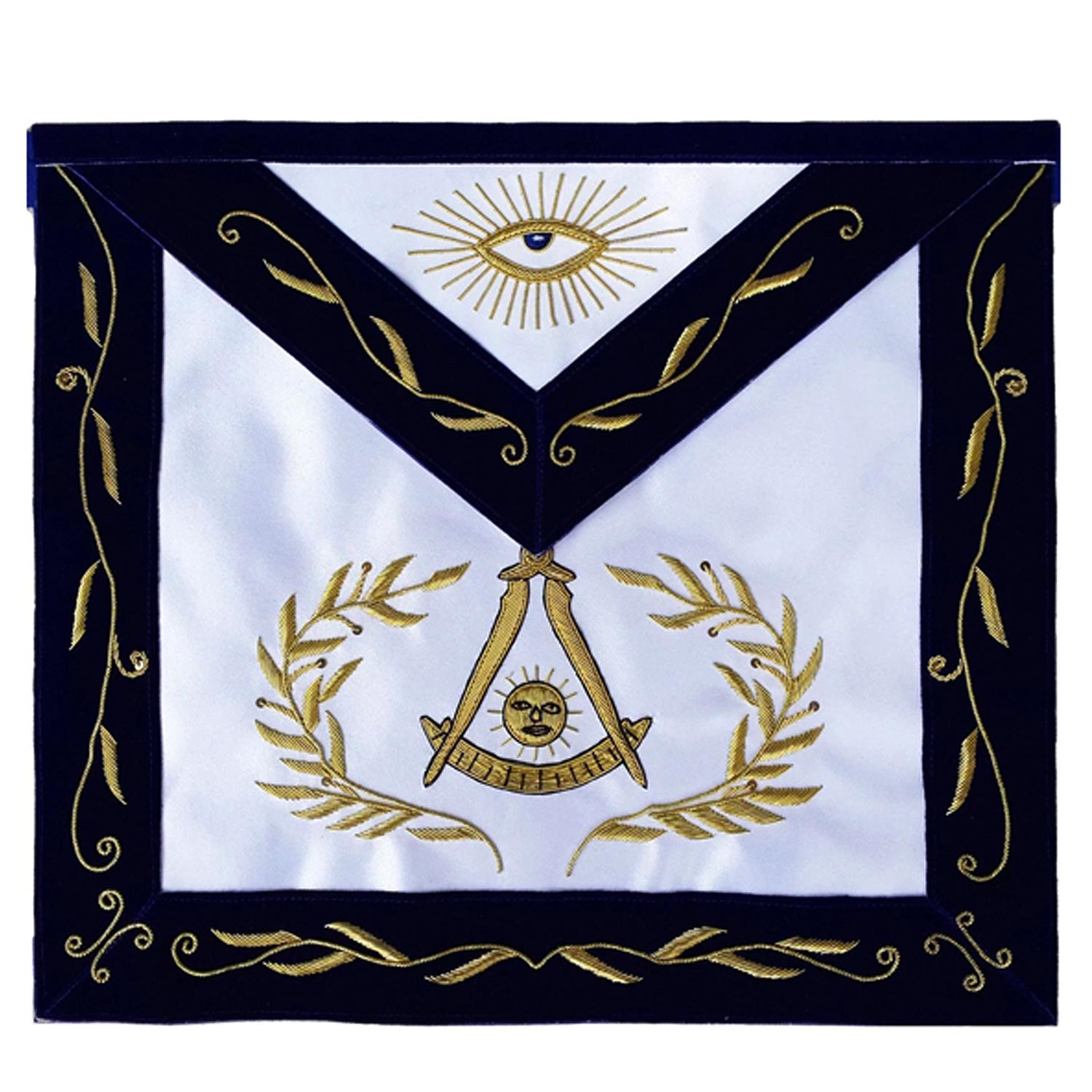 Masonic Blue Lodge Past Master Apron Bullion Hand Embroidered Masonic Blue Lodge Past Master Apron Bullion Hand Embroidered