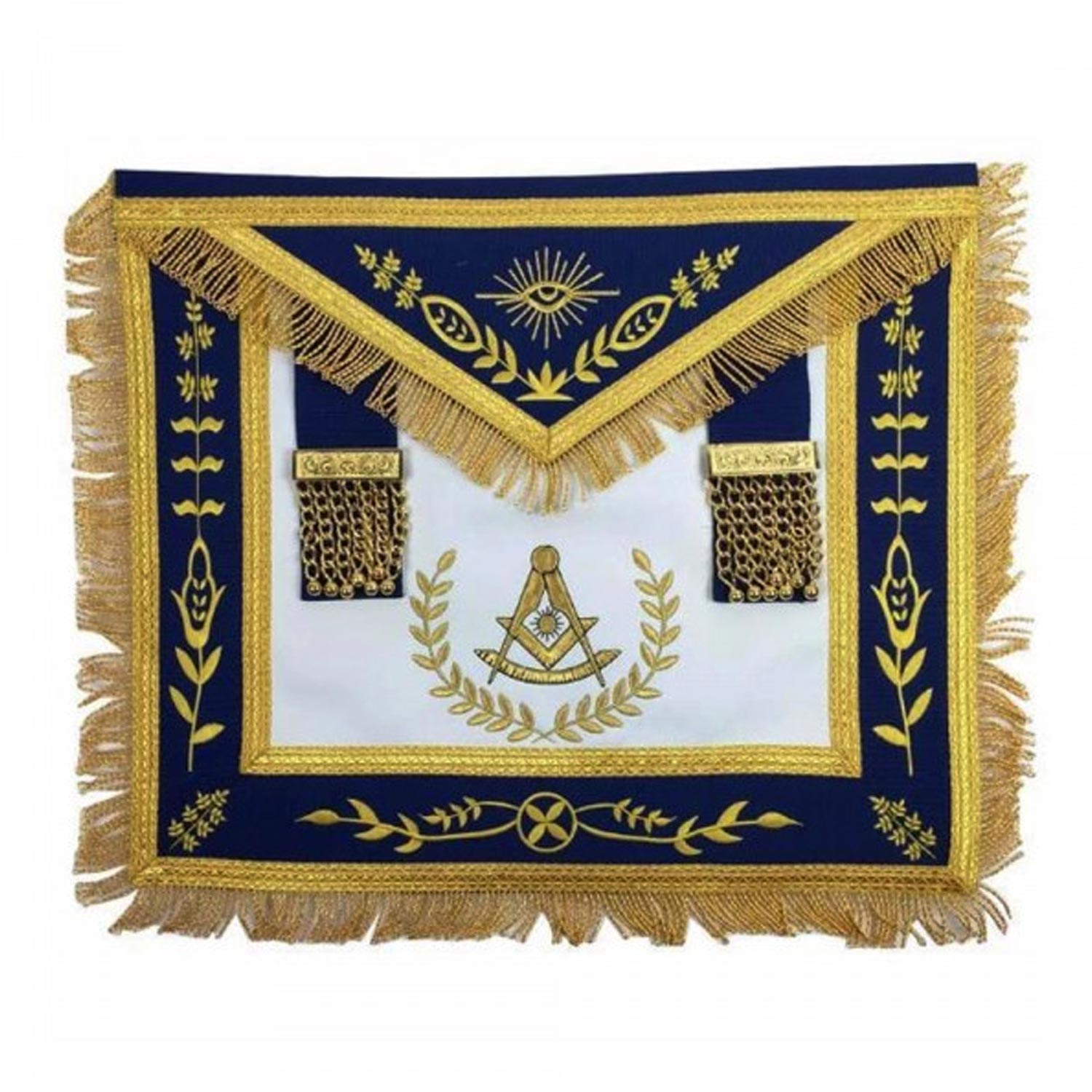 Masonic Blue Lodge Past Master Gold Machine Embroidery Freemasons Apron Masonic Blue Lodge Past Master Gold Machine Embroidery Freemasons Apron