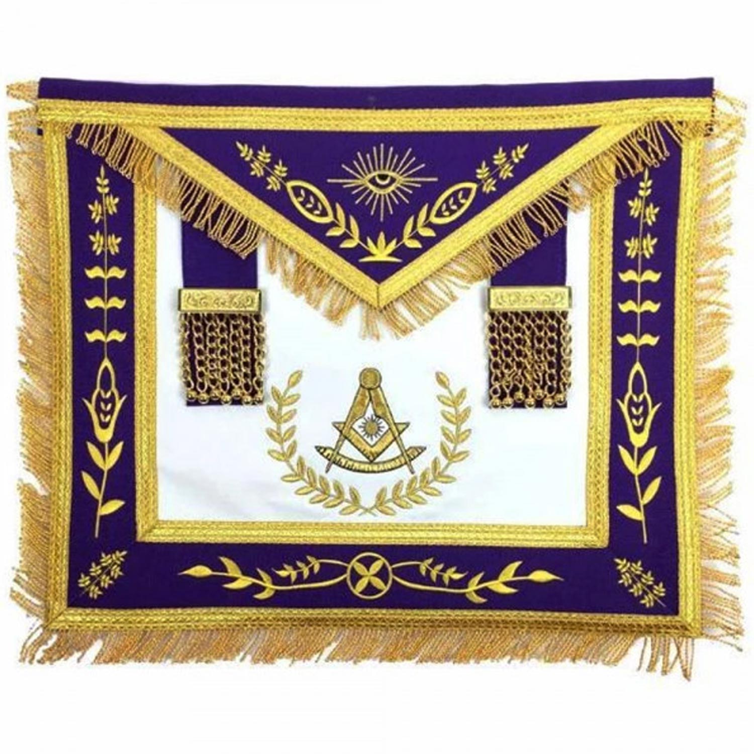 Masonic Blue Lodge Past Master Gold Machine Embroidery Purple Apron Masonic Blue Lodge Past Master Gold Machine Embroidery Purple Apron