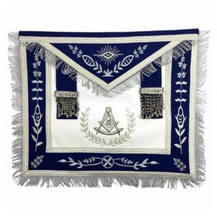Masonic Blue Lodge Past Master Silver Machine Embroidery Freemasons Apron