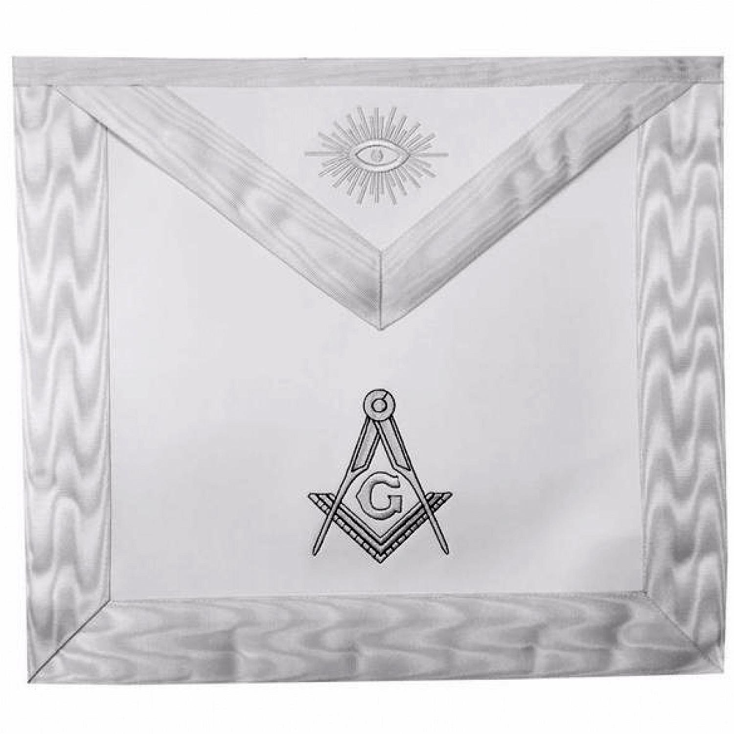 Masonic Blue Lodge White Machine Embroidery Apron with square compass with G Masonic Blue Lodge White Machine Embroidery Apron with square compass with G