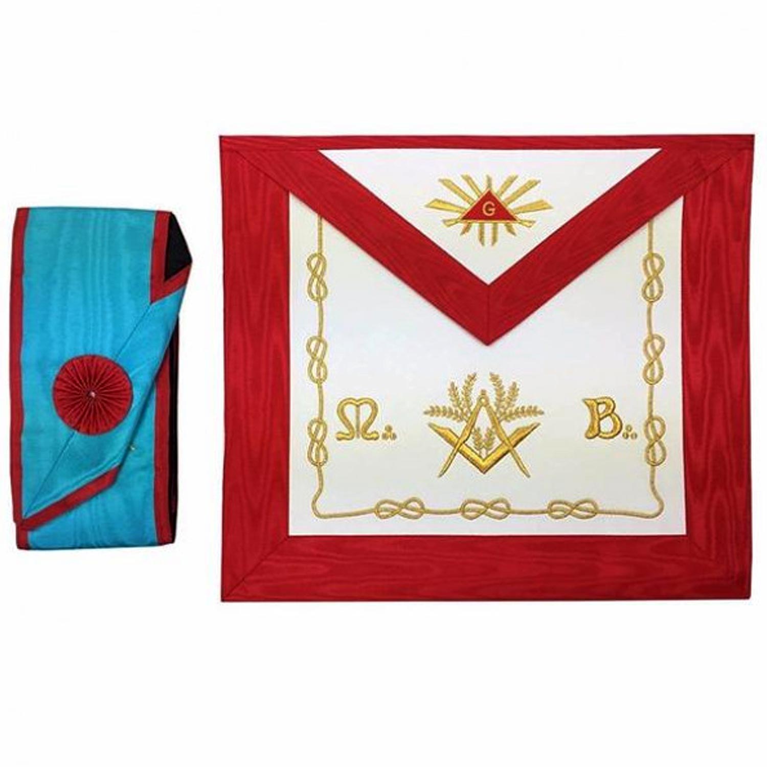 Masonic Blue Lodge worshipful Master Mason Apron and sash set Masonic Blue Lodge worshipful Master Mason Apron and sash set