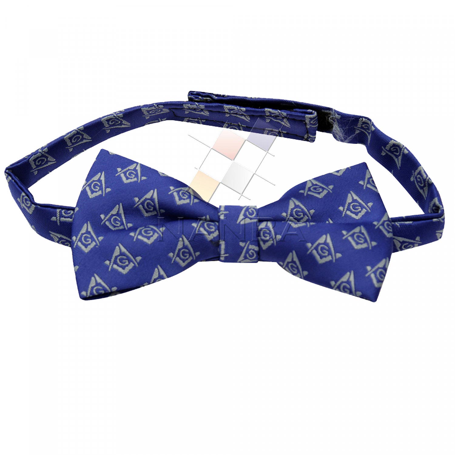 Masonic Bow Tie Woven with Square Compass & G Blue Masonic Bow Tie Woven with Square Compass & G Blue