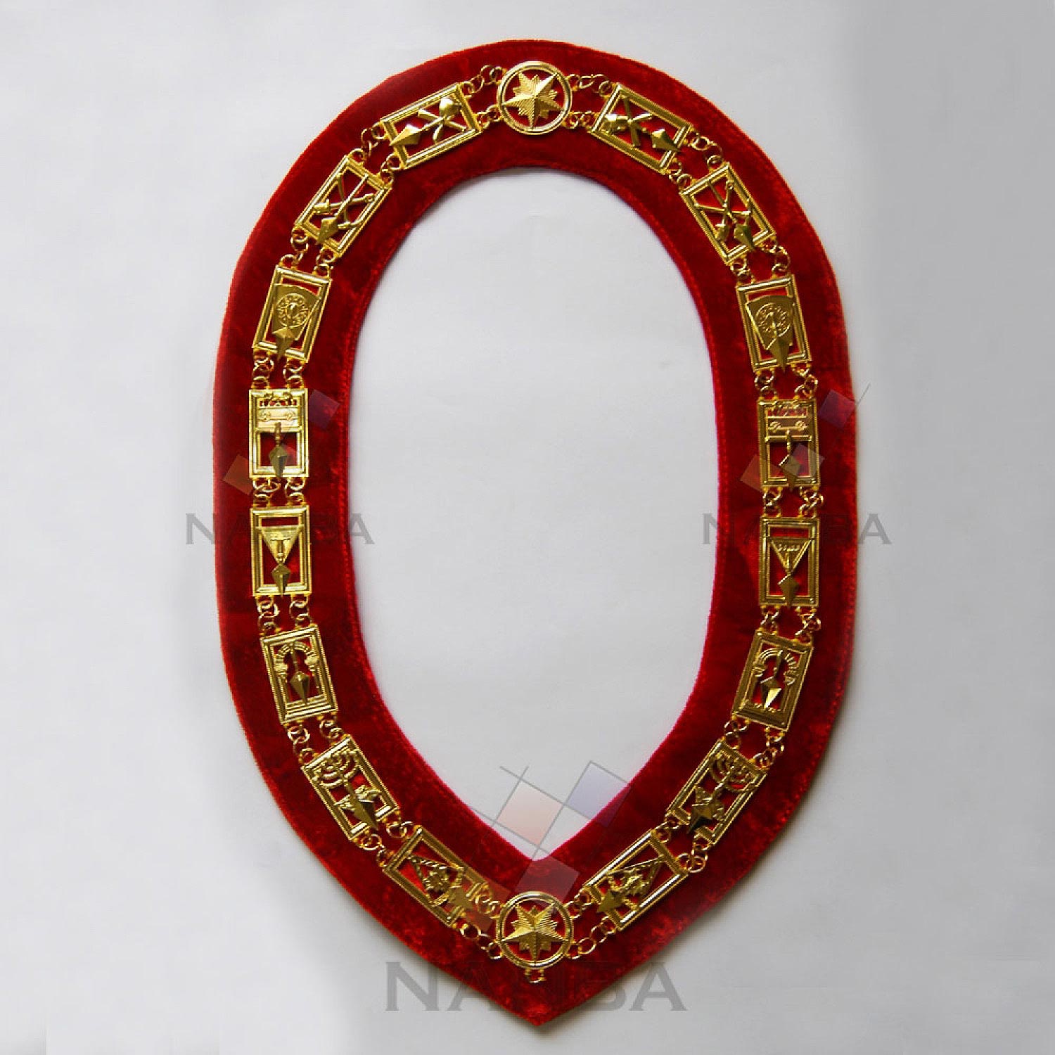Masonic Chain Collar - Gold on Red Masonic Chain Collar - Gold on Red