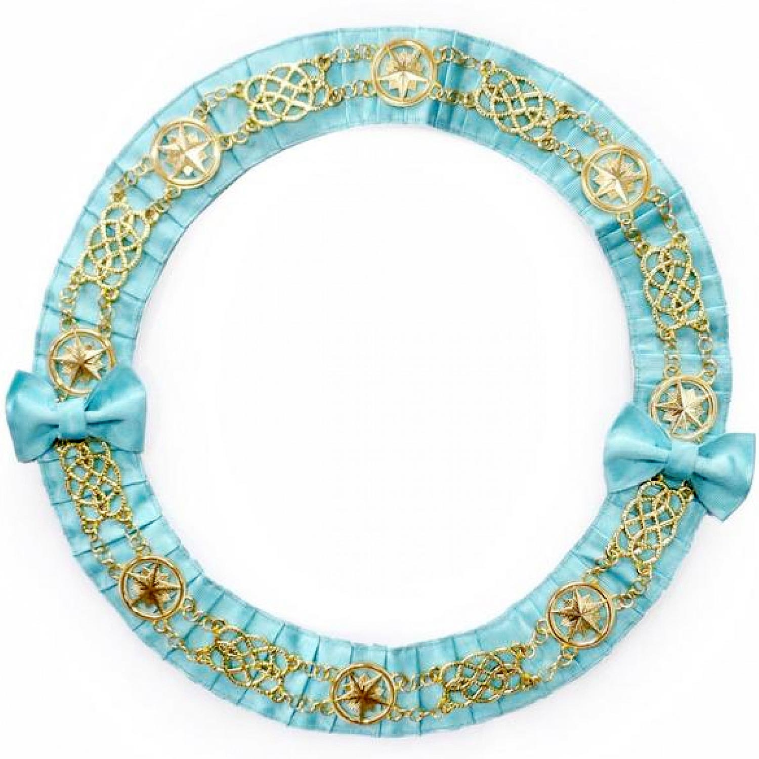 Masonic Chain Collar Round - Gold/Silver on Sky Blue Ribbon + Free Case Masonic Chain Collar Round - Gold/Silver on Sky Blue Ribbon + Free Case