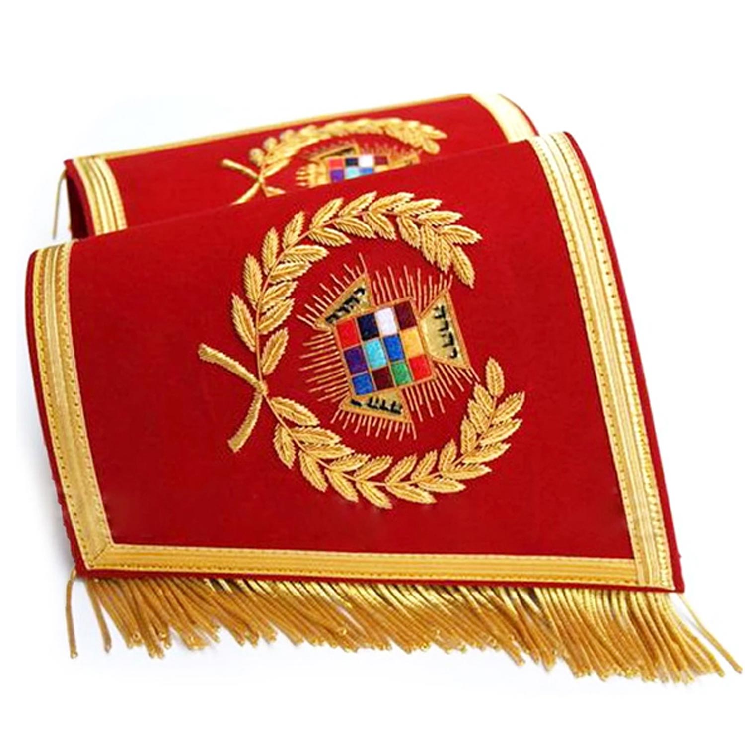 Masonic Gauntlets Cuffs - Past High Priest PHP Embroidered With Fringe Masonic Gauntlets Cuffs - Past High Priest PHP Embroidered With Fringe