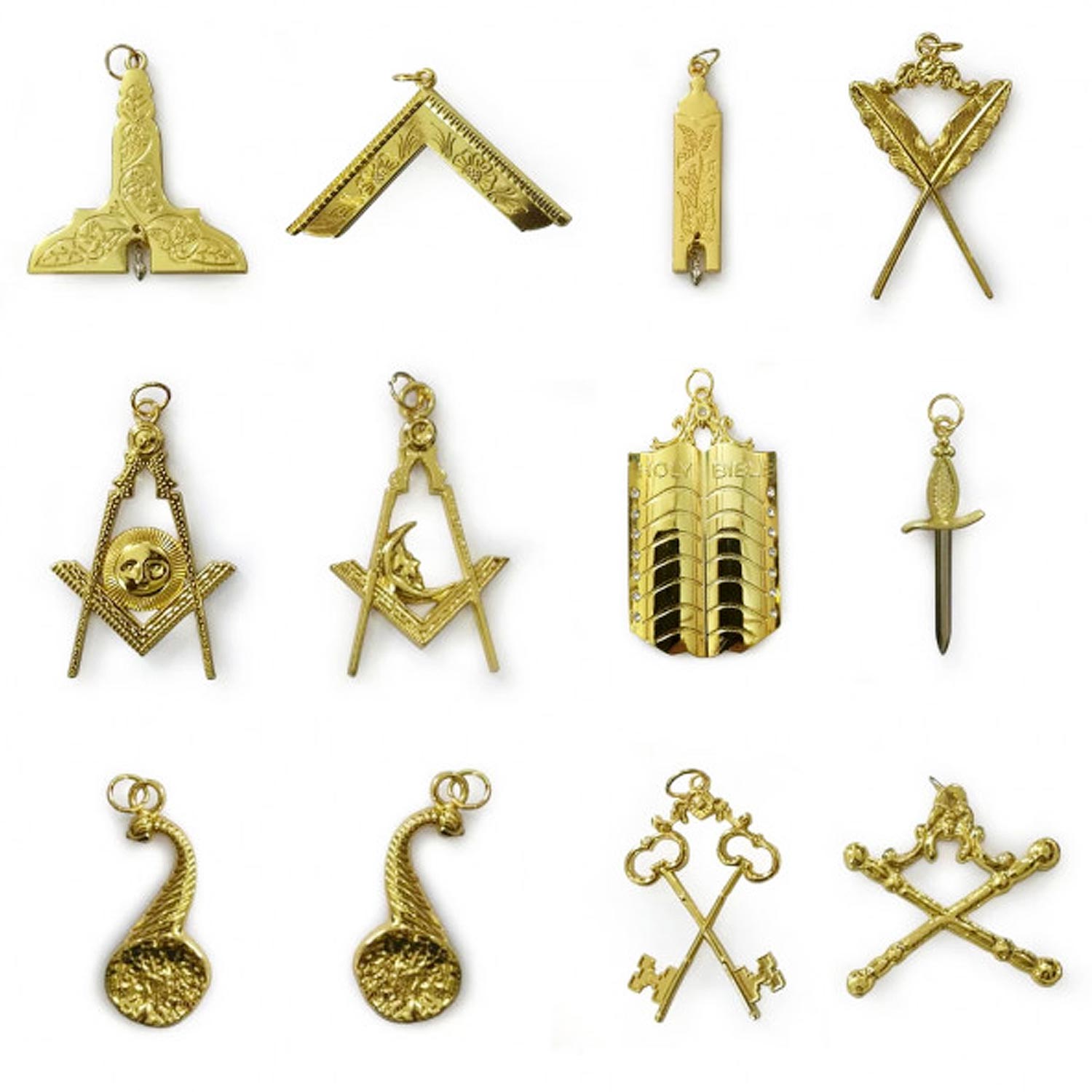 Masonic Gold Collar Jewel Set of 12 Masonic Gold Collar Jewel Set of 12