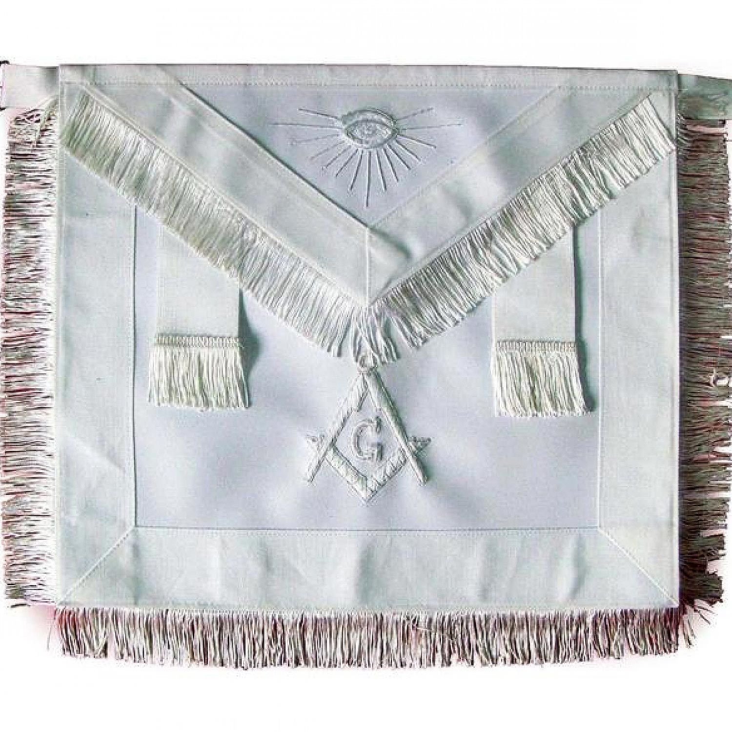 Masonic Master Mason Apron All White With Fringe Masonic Master Mason Apron All White With Fringe