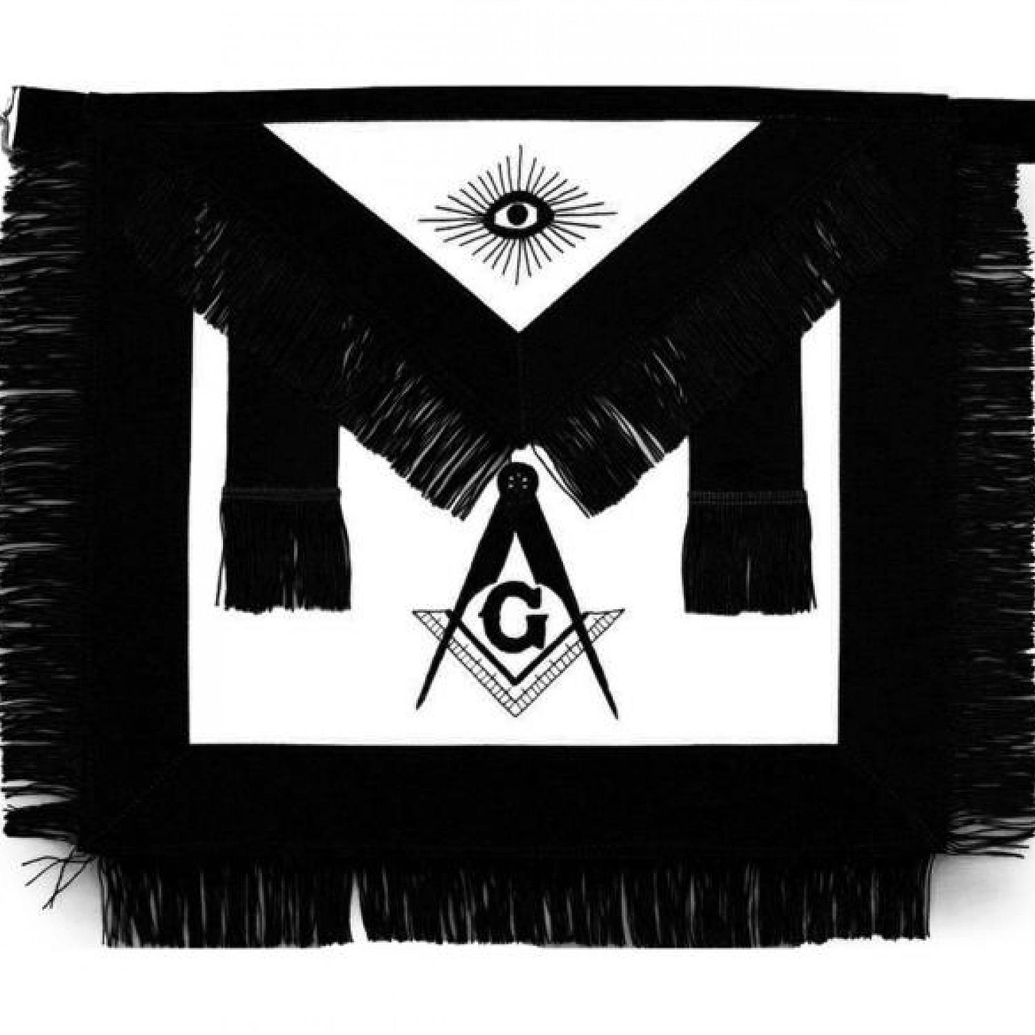 Masonic Master Mason Funeral Apron Black With Fringe Hand Embroidered Masonic Master Mason Funeral Apron Black With Fringe Hand Embroidered