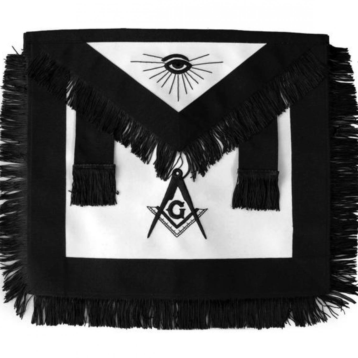 Masonic Master Mason Funeral Black With Fringe Hand Embroidered Apron Masonic Master Mason Funeral Black With Fringe Hand Embroidered Apron