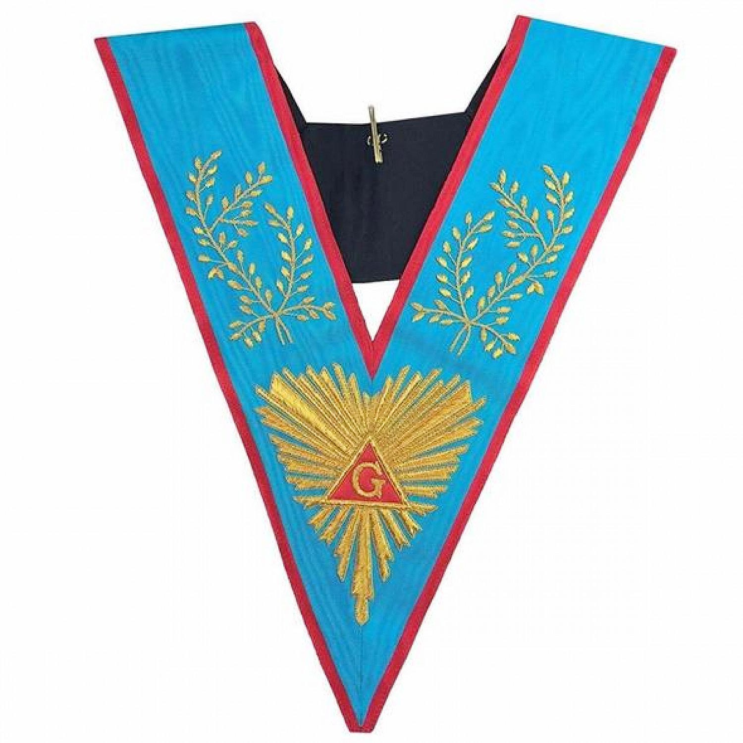 Masonic Officer Collar Memphis Misraim Worshipful Past Master Hand Emroidered Masonic Officer Collar Memphis Misraim Worshipful Past Master Hand Emroidered