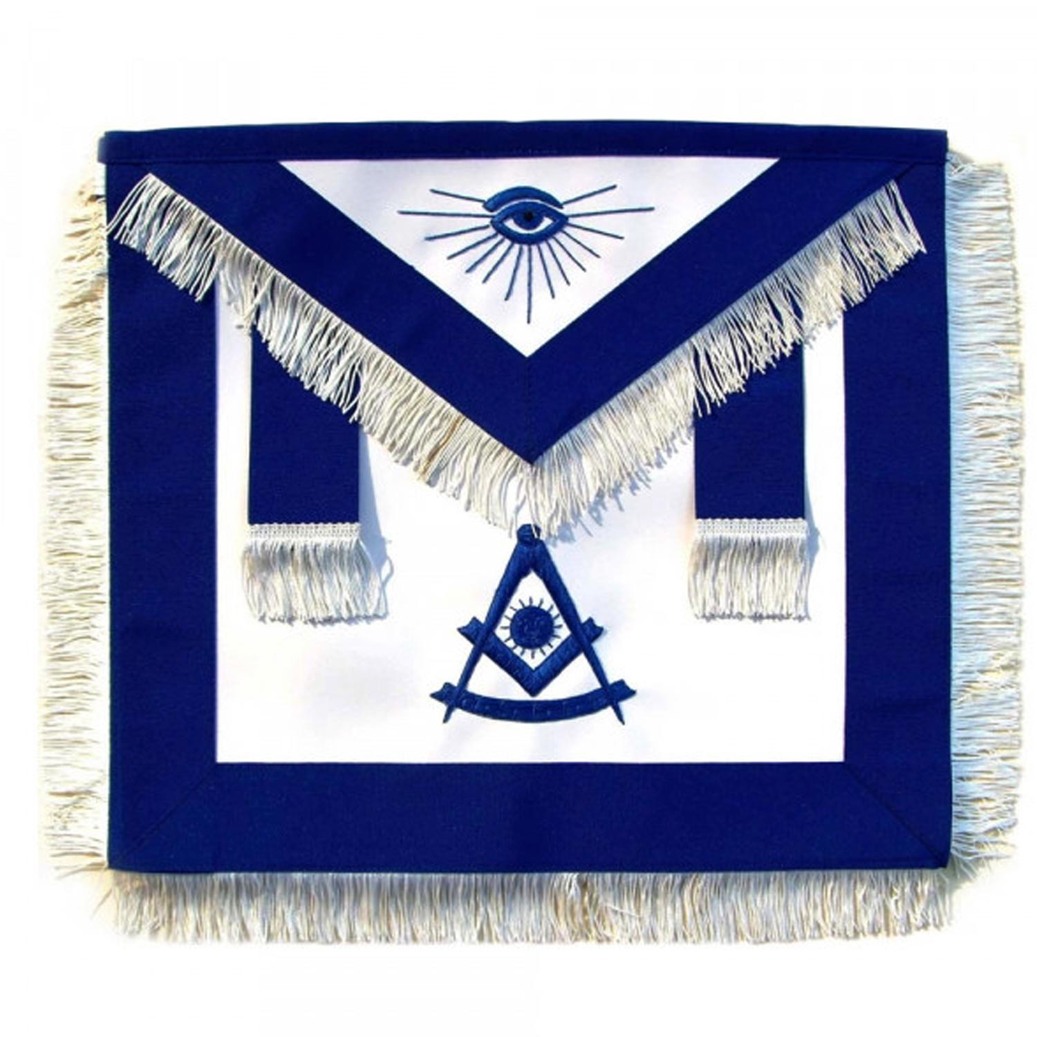 Masonic Past Master Apron Blue With White Fringe Masonic Past Master Apron Blue With White Fringe