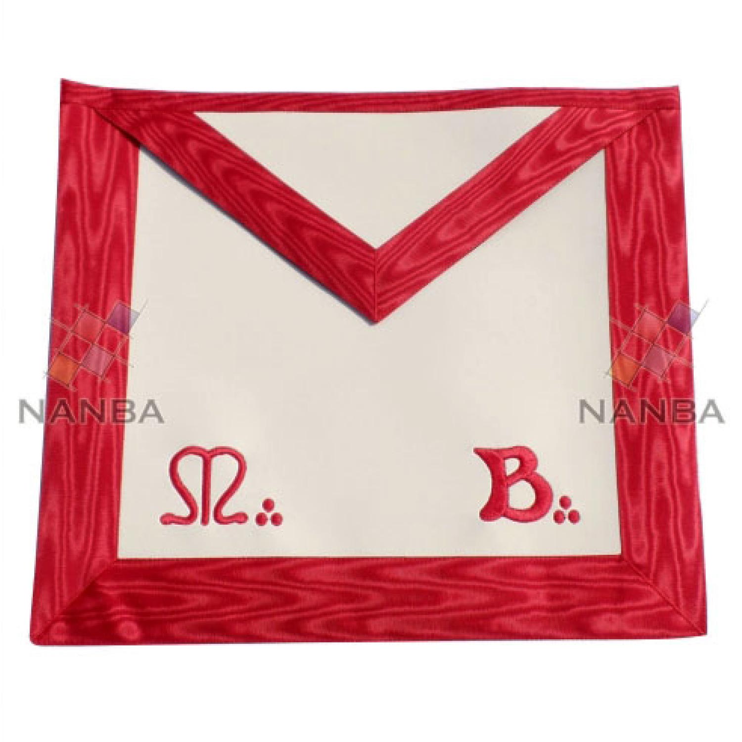 Masonic Red MB Apron Machine Made Embroidery Masonic Red MB Apron Machine Made Embroidery