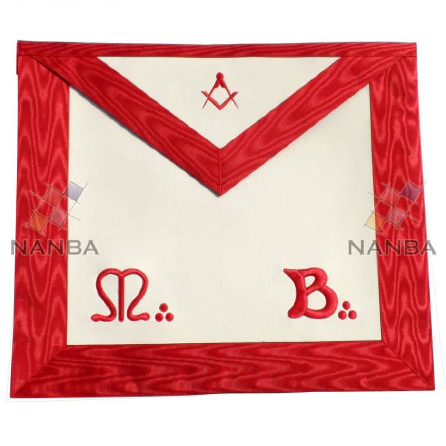 Masonic Red MB Apron Machine Made Embroidery Masonic Red MB Apron Machine Made Embroidery