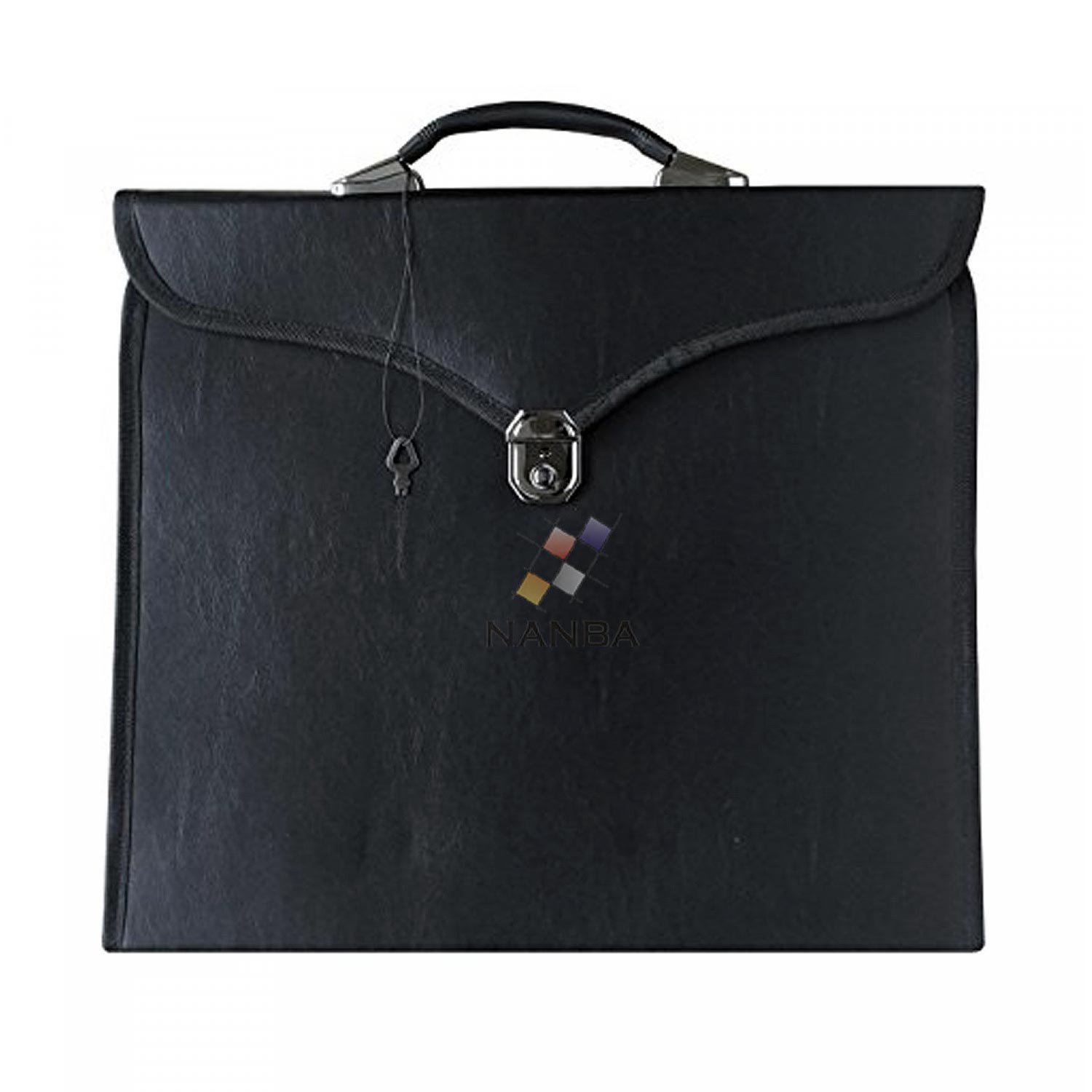 Masonic Regalia File Case Leather Black - Hard Handle Masonic Regalia File Case Leather Black - Hard Handle