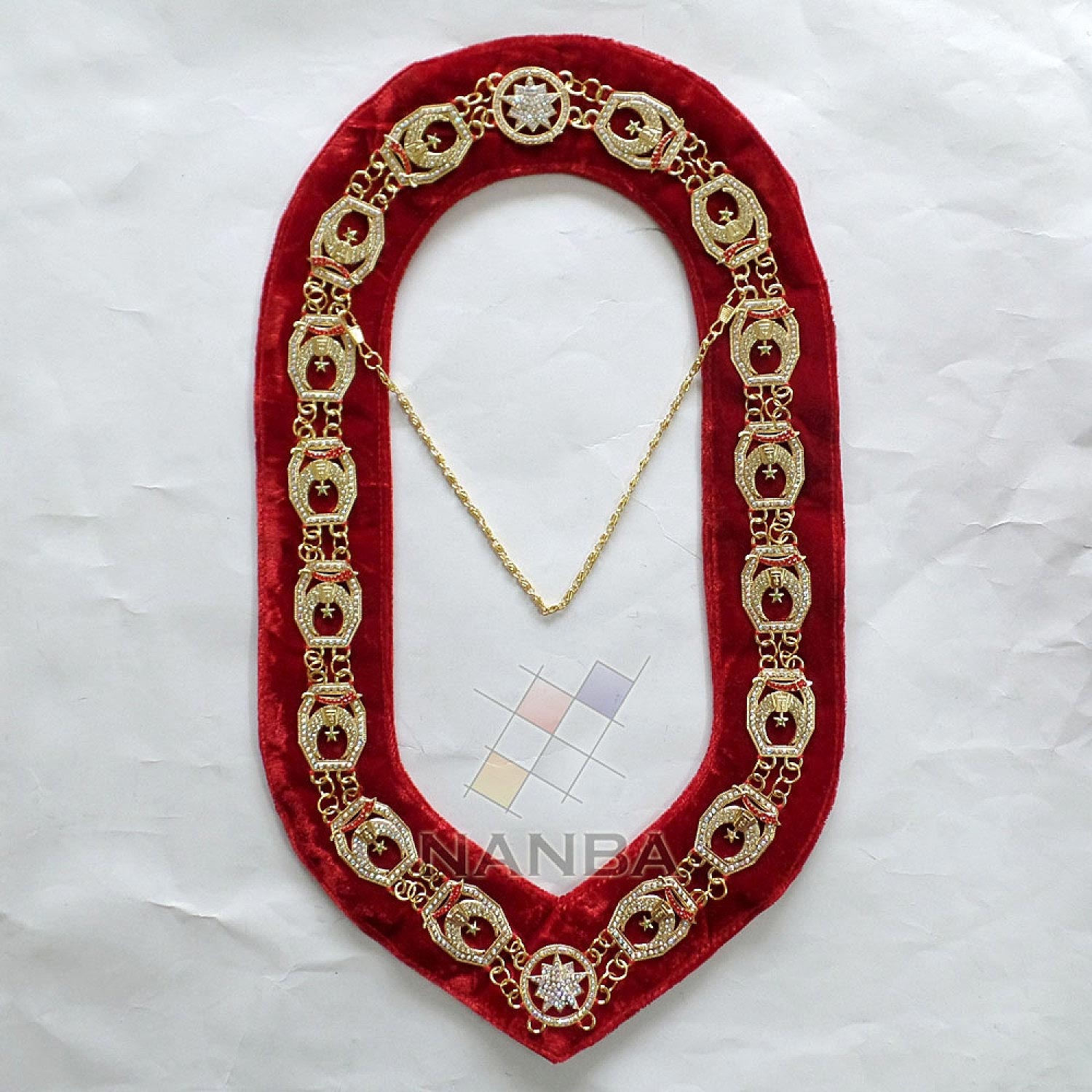 Masonic Rhinestone Shrine Collar Masonic Rhinestone Shrine Collar