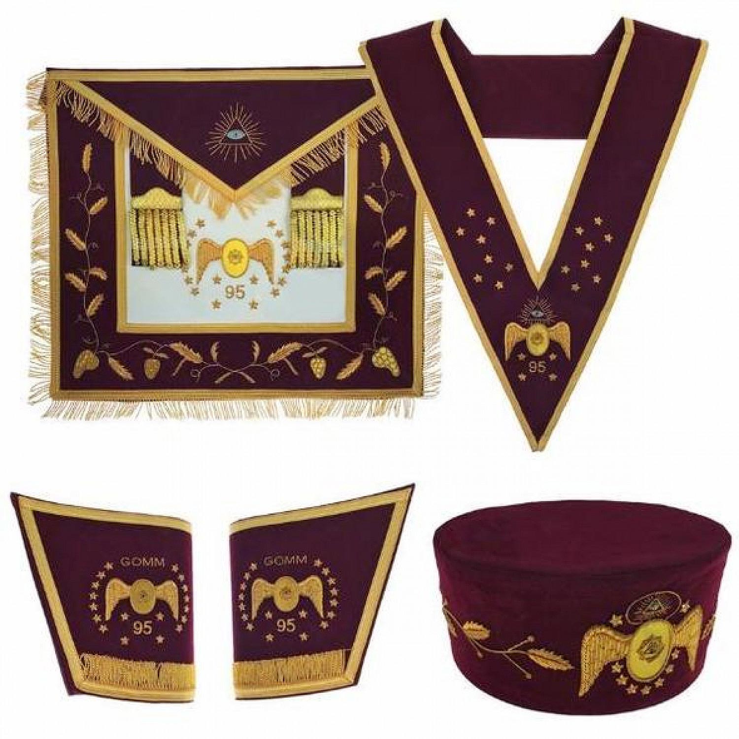 Masonic Scottish Rite 95th Degree Hand embraided Set Apron Collar Cap Gauntlets Masonic Scottish Rite 95th Degree Hand embraided Set Apron Collar Cap Gauntlets