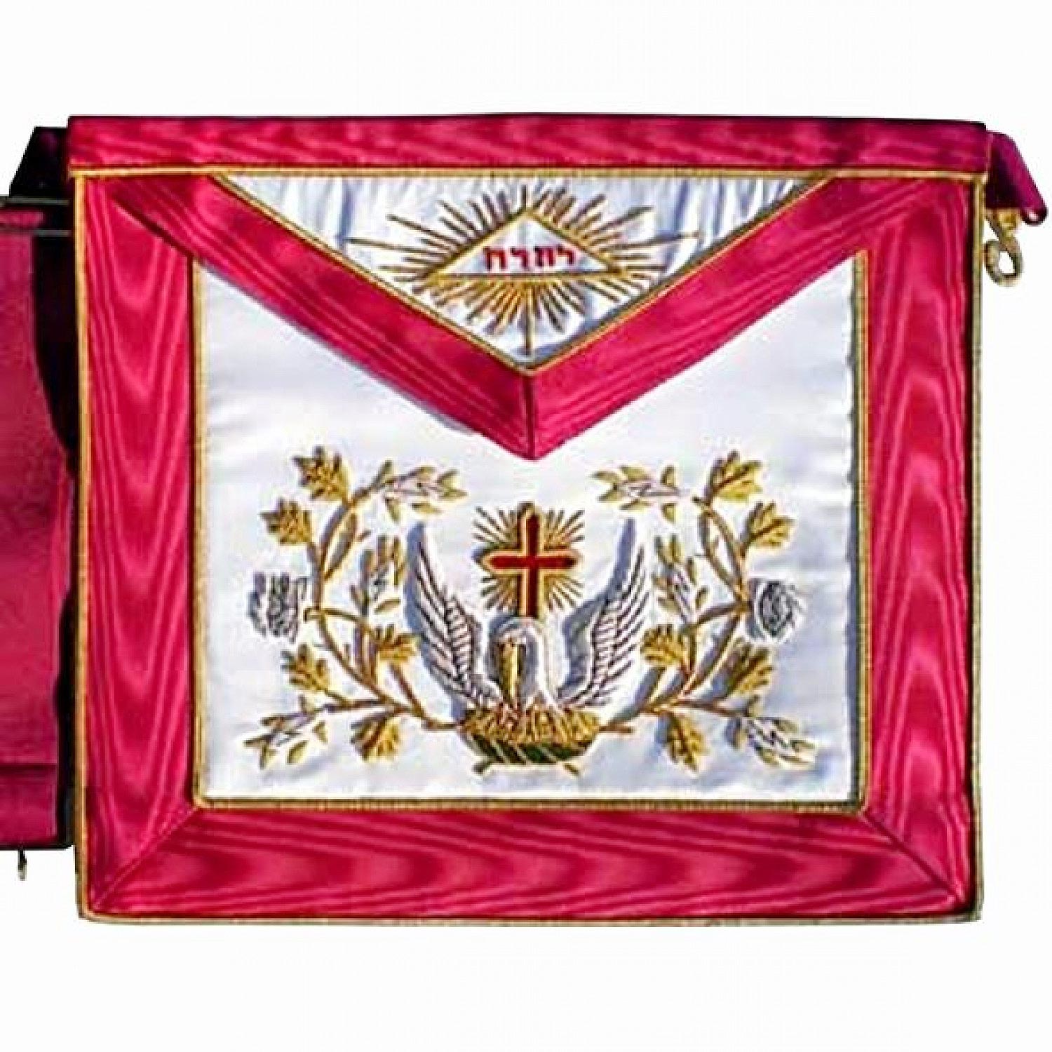 Masonic Scottish Rite AASR Silk cardinal red apron 18th degree Hand Embroidered Masonic Scottish Rite AASR Silk cardinal red apron 18th degree Hand Embroidered