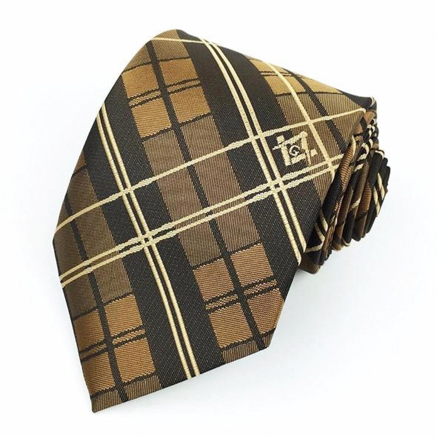 Masonic Scottish rite Rose Croixe Tie Square Compass & G Brown Masonic Scottish rite Rose Croixe Tie Square Compass & G Brown