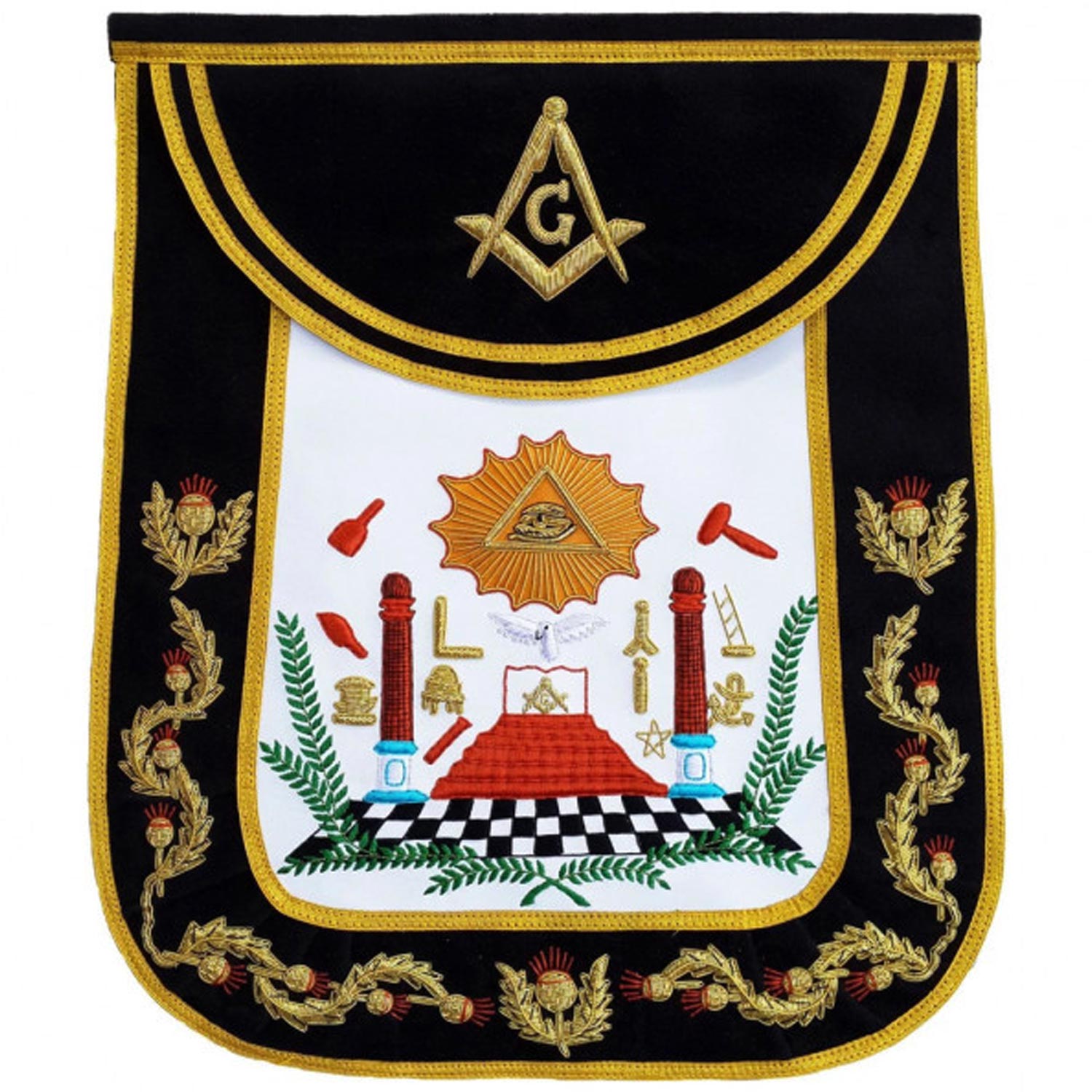 Masonic Traditional Master Mason Round Apron Bullion Hand Embroidered Masonic Traditional Master Mason Round Apron Bullion Hand Embroidered