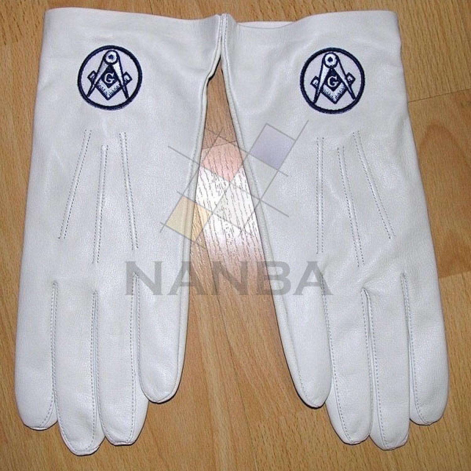 Masonic White Leather Gloves With Logo Masonic White Leather Gloves With Logo
