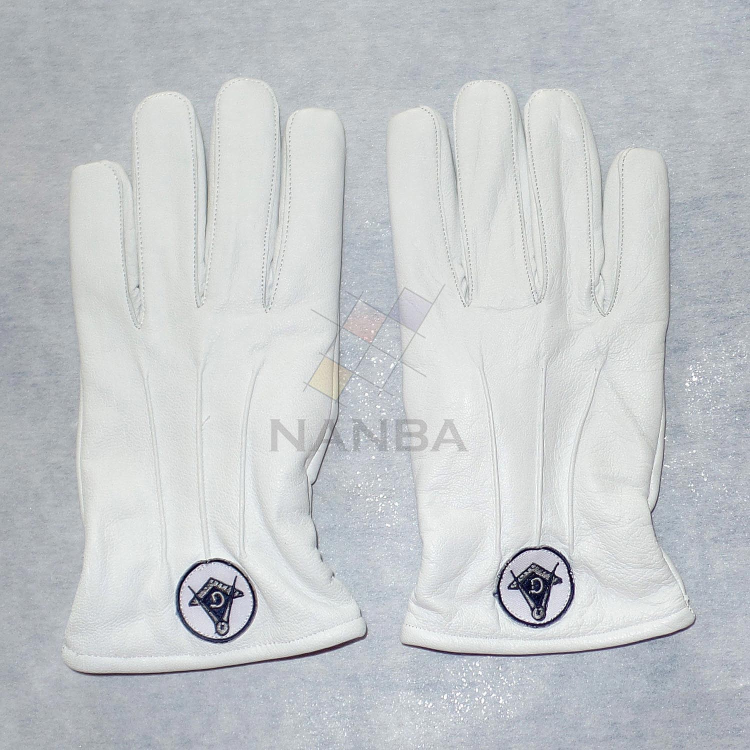 Masonic White Leather Gloves With Logo Masonic White Leather Gloves With Logo