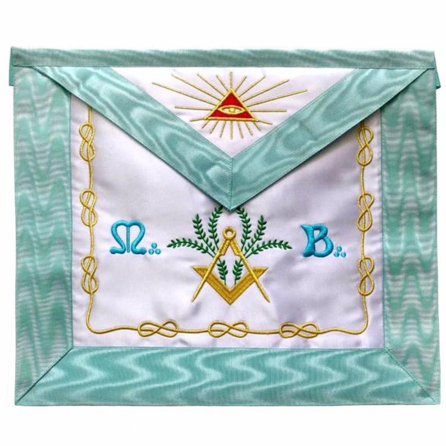 Master Mason French Rite / Modern Rite Pyramid Eye Silk Apron - Sky Blue Master Mason French Rite / Modern Rite Pyramid Eye Silk Apron - Sky Blue