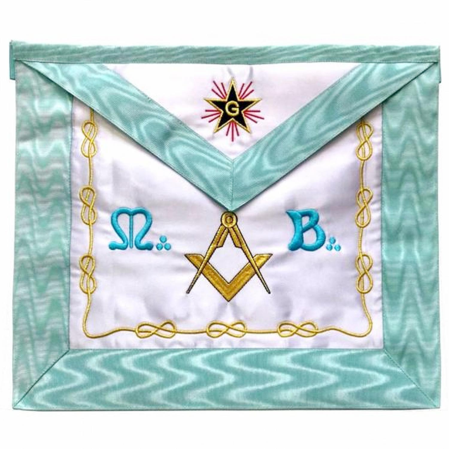 Master Mason French Rite / Modern Rite Square Compass Silk Apron - Sky Blue Master Mason French Rite / Modern Rite Square Compass Silk Apron - Sky Blue